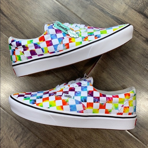 VANS COMFYCUSH ERA TIE-DYE CHECKERBOARD WHITE mens - Picture 4 of 16